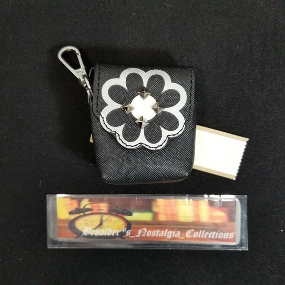 NEW Black Studded Flower Phone Sticker Pocket Wallet w/ Air Pod Case - Picture 5 of 6